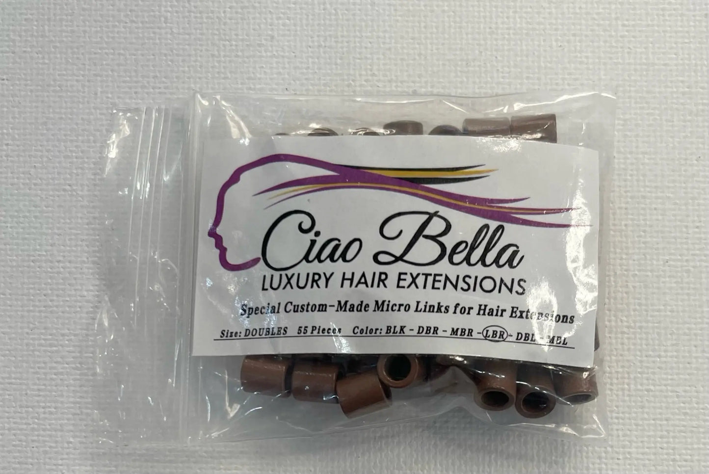 Beads 55 pc | Mega Size | Light Brown - Ciao Bella Luxury Hair